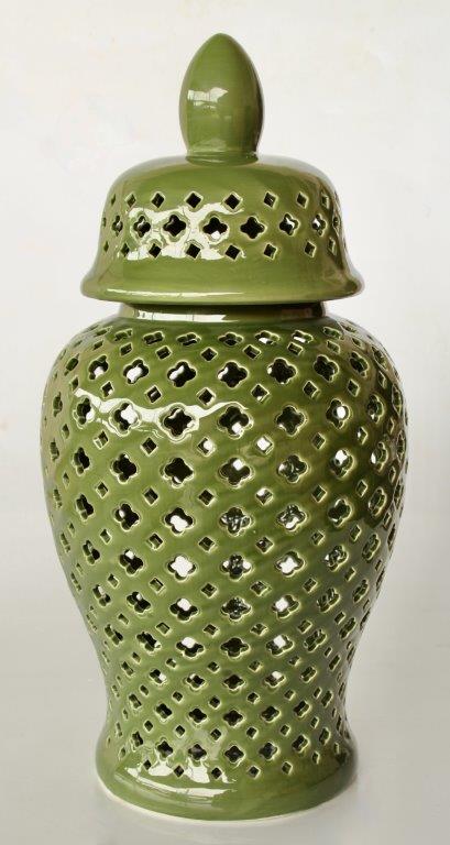 Extra Large Green Cutout Ginger Jar